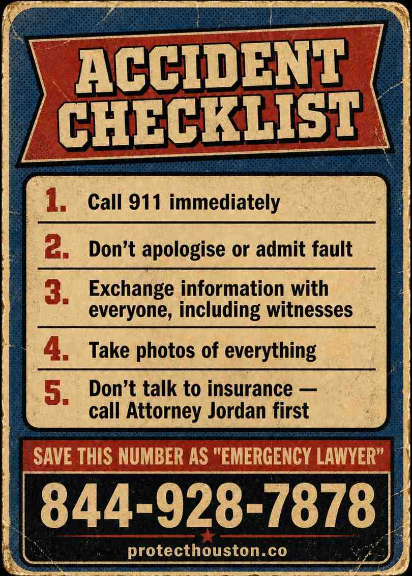 Accident checklist back of the Jordan card